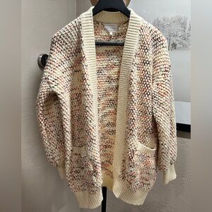 Bohme Chunky Knit Open Front Cardigan Sweater Small Neutral